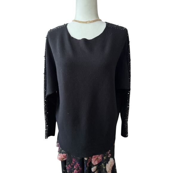 Vila Milano Black Embellished wool blend Sweater Sz M - Picture 2 of 7